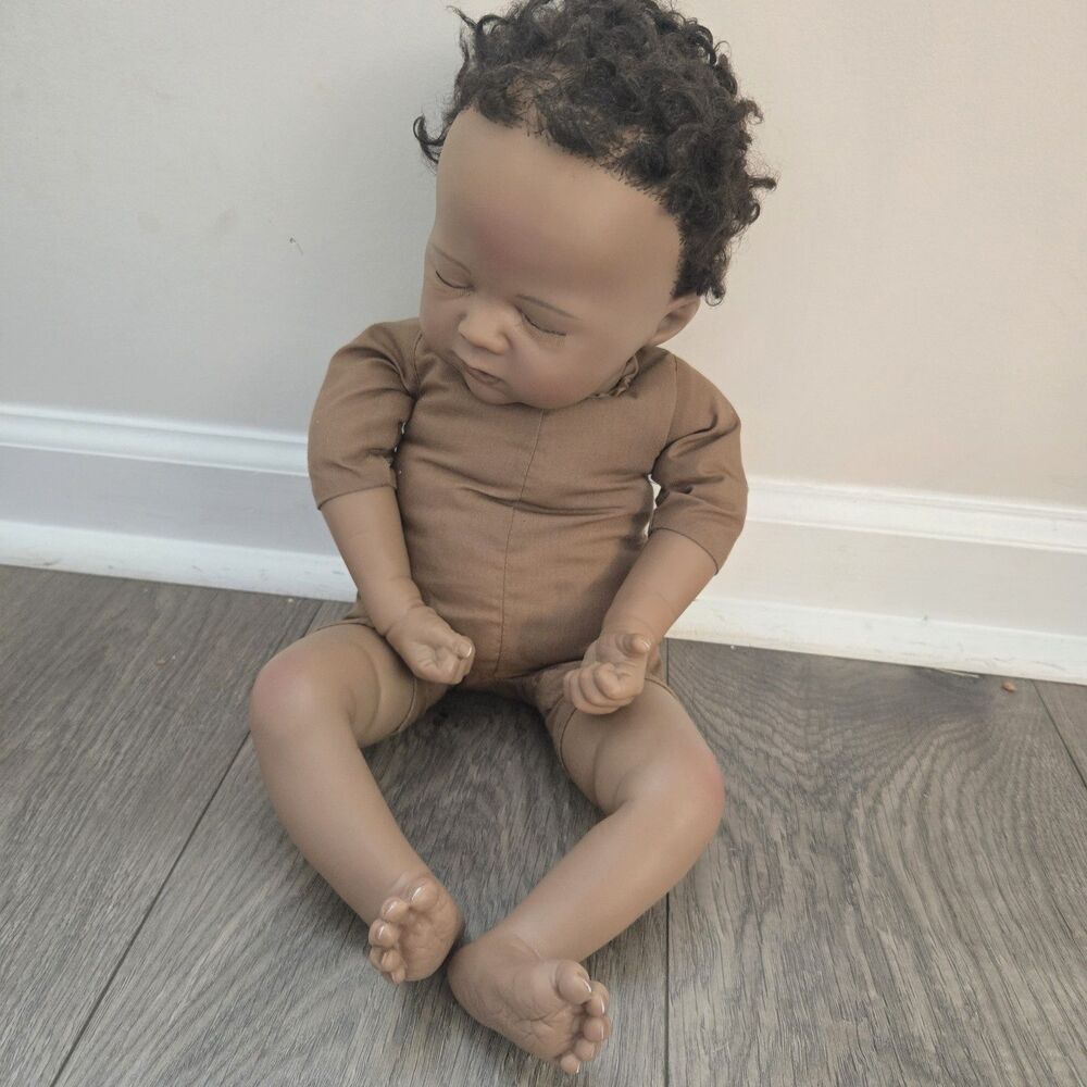 Ashton Drake Reborn Doll Marissa May Black Curly Hair Sleeping Vinyl 18" 2.5lb